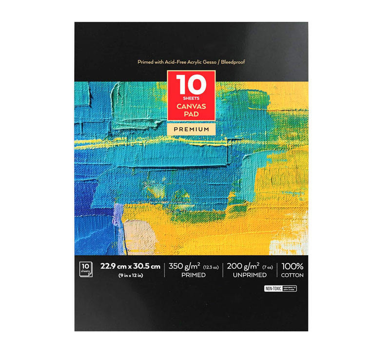 100% Cotton 9x12inch 10 Sheets Acid-Free Gesso Glue-Bound Primed Canvas Pad