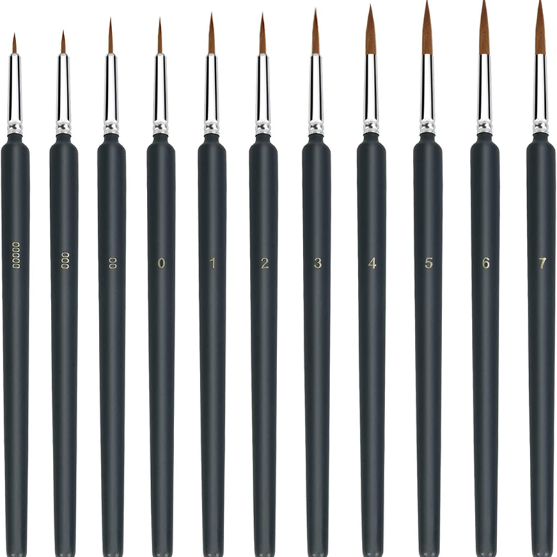 11 Pieces Fine Detail Paint Brush Miniature Small Thin Painting Brushes Kit Micro Artist Acrylic Paints Brush Set