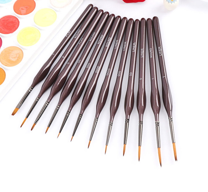 Artists 12 pcs Fine Miniature Triangle Paint Brushes Kit for Acrylic,Drawing